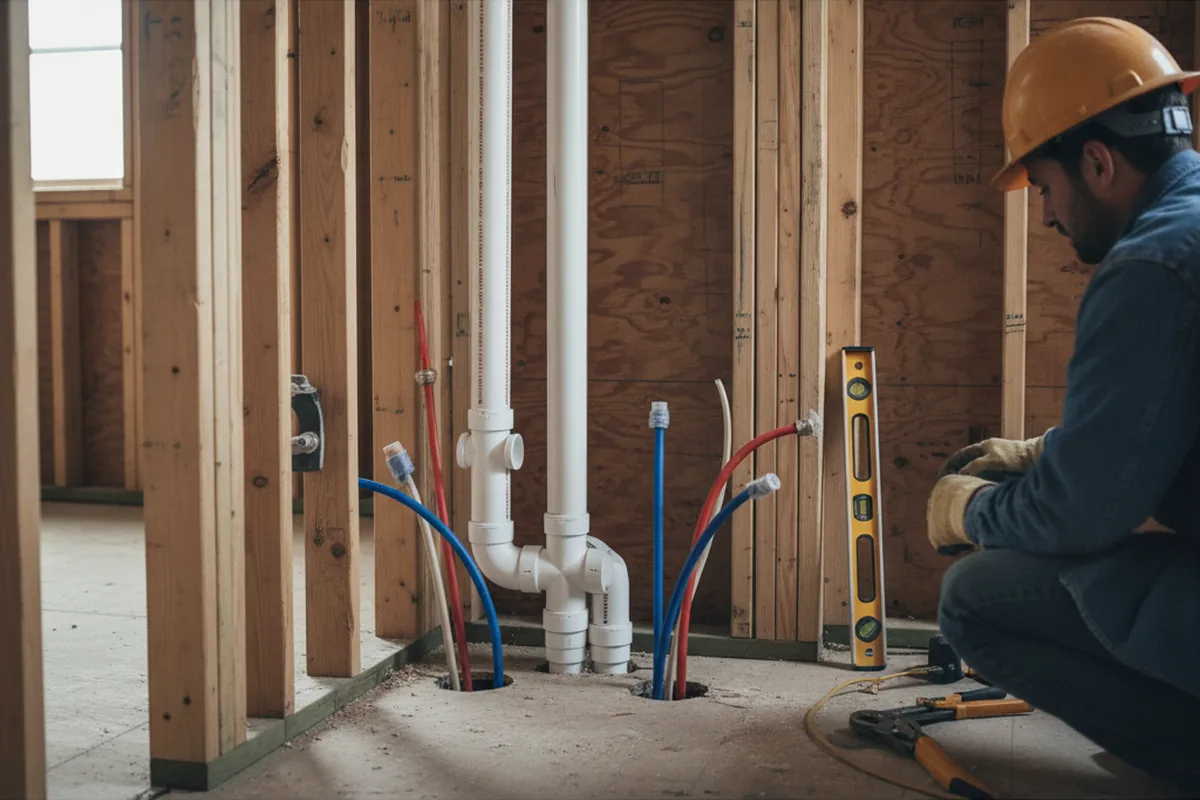 Drain and supply rough-in during Leak Detection in Campbellsburg